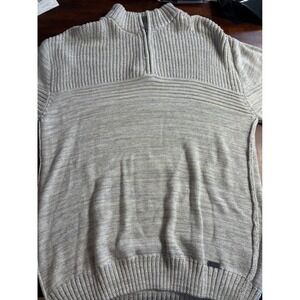 J.B. Holt Mens XL Quarter Zip Textured Knit Sweater Beige Mock Neck Pullover